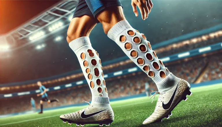 why do footballers cut holes in their socks